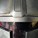 a close up of the visor of the helmet.
